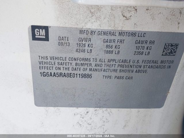 1G6AA5RA8E0119886 Cadillac Ats Standard
