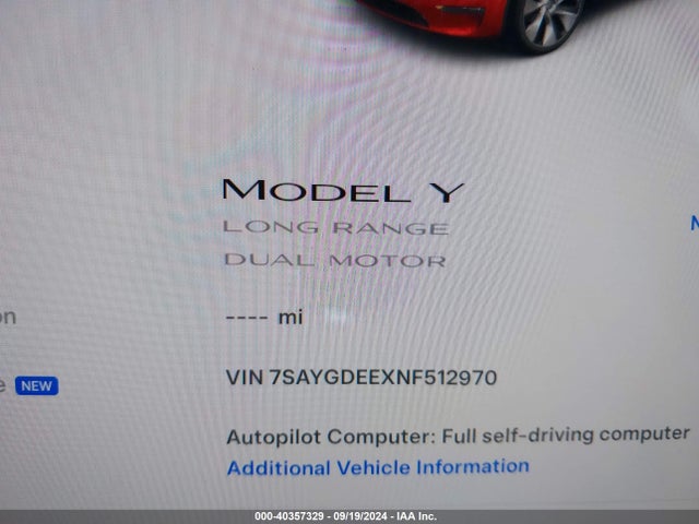2022 TESLA MODEL Y 7SAYGDEEXNF512970 Photo 6