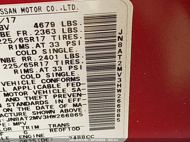 Nissan ROGUE S 2017 JN8AT2MV3HW266865 Image 9