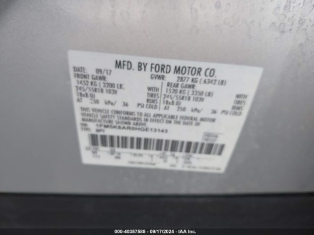 1FM5K8AR0HGE13143 Ford Utility Police Interceptor