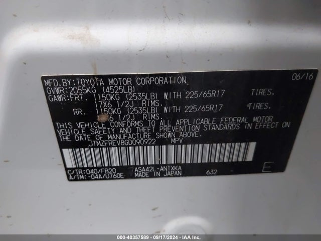 Toyota RAV4 LE 2016 JTMZFREV8GD090922 Image 9