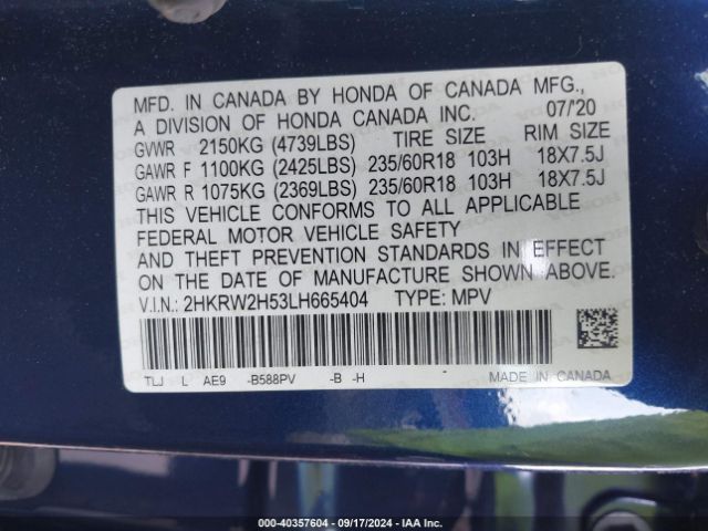 2020 HONDA CR-V 2HKRW2H53LH665404 Photo 8