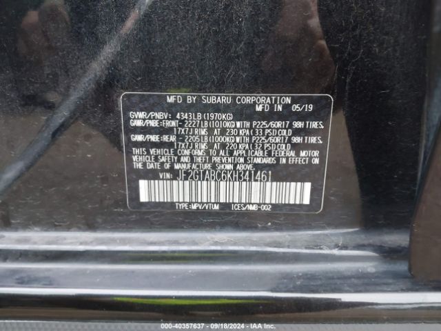 JF2GTABC6KH341461 Subaru Crosstrek 2.0i