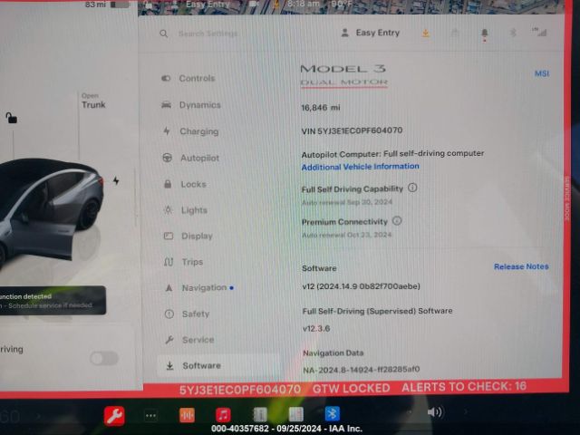 5YJ3E1EC0PF604070 Tesla Model 3 Performance Dual Motor All-wheel Drive