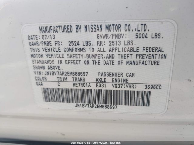 JN1BV7AR2EM688697 Infiniti Q50 Premium