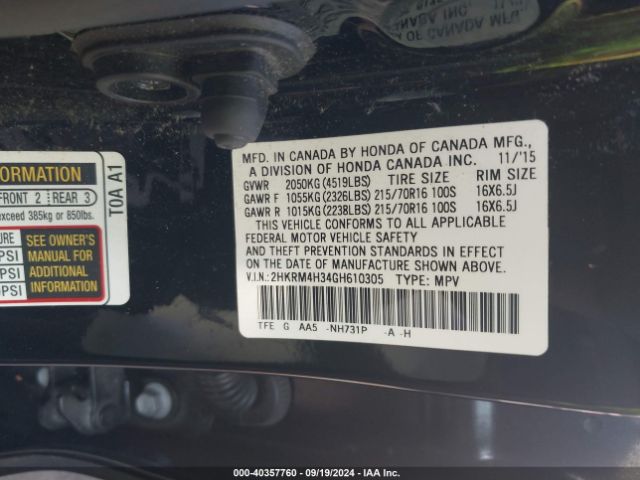 2HKRM4H34GH610305 Honda CR-V LX