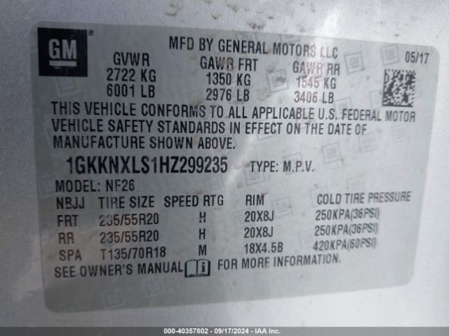 1GKKNXLS1HZ299235 GMC Acadia Denali