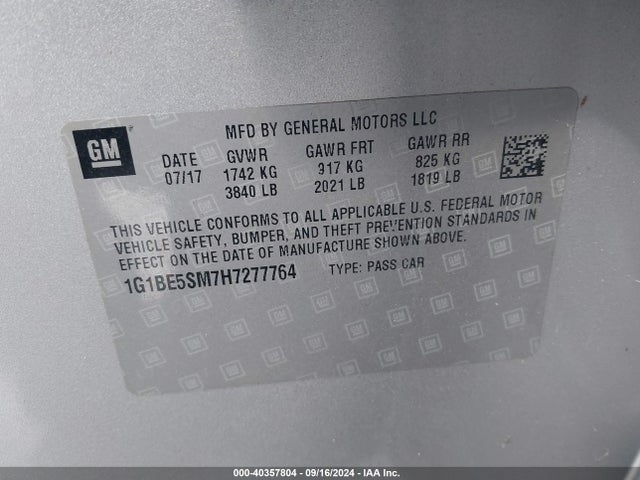 Chevrolet Cruze Lt Auto 2017 1G1BE5SM7H7277764 Image 9