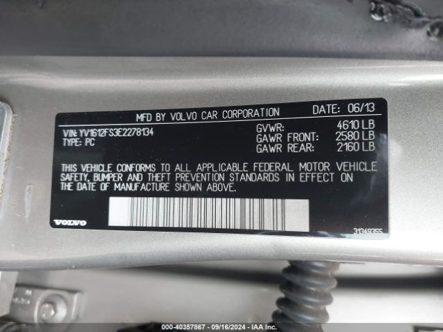 YV1612FS3E2278134 Volvo S60 T5