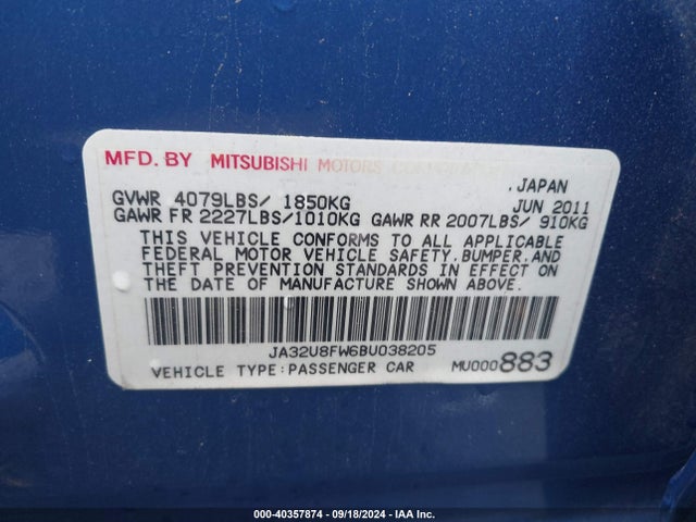 2011 MITSUBISHI LANCER JA32U8FW6BU038205 Photo 8