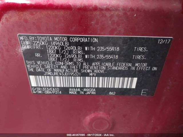 JTMDJREV3JD195321 Toyota Rav4 Hybrid Limited