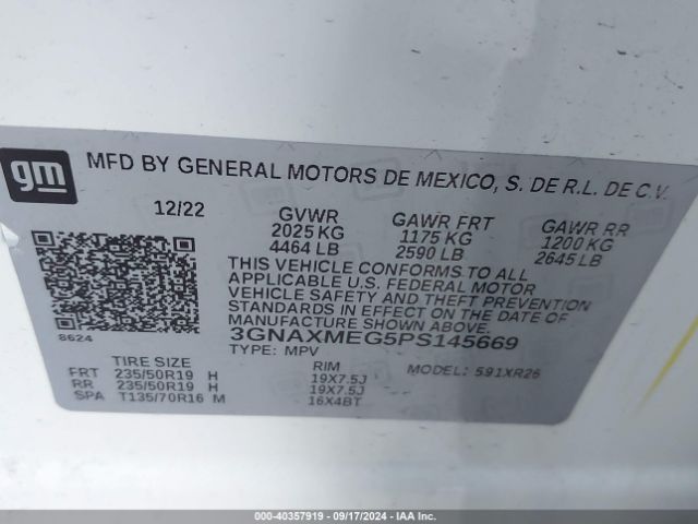 3GNAXMEG5PS145669 Chevrolet Equinox Fwd Rs