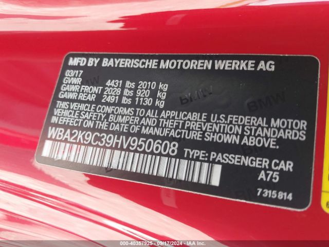 WBA2K9C39HV950608 BMW 230I