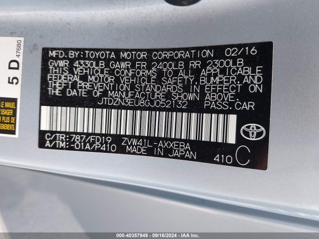 Toyota Prius V Five/four/three/two 2016 JTDZN3EU8GJ052132 Image 9