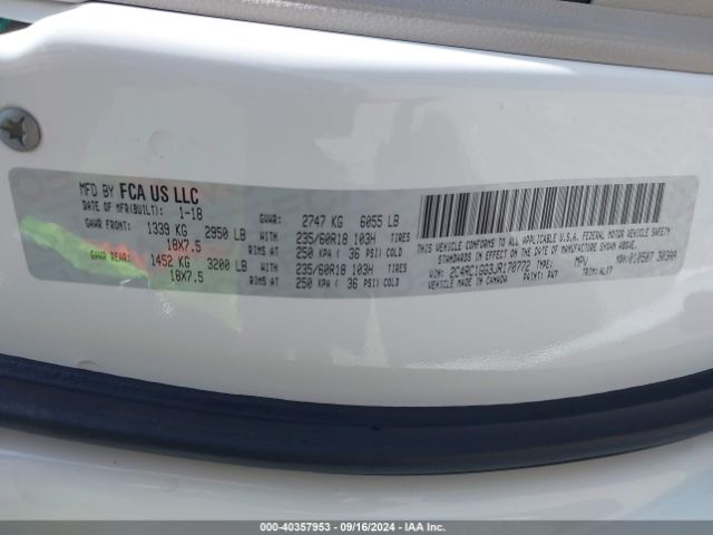 2C4RC1GG3JR170772 Chrysler Pacifica Limited