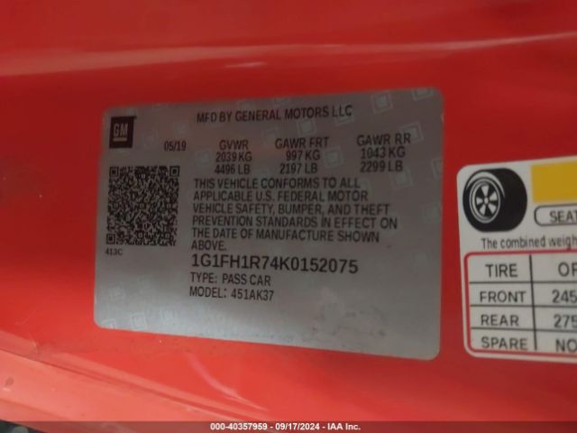 1G1FH1R74K0152075 Chevrolet CAMARO 2SS