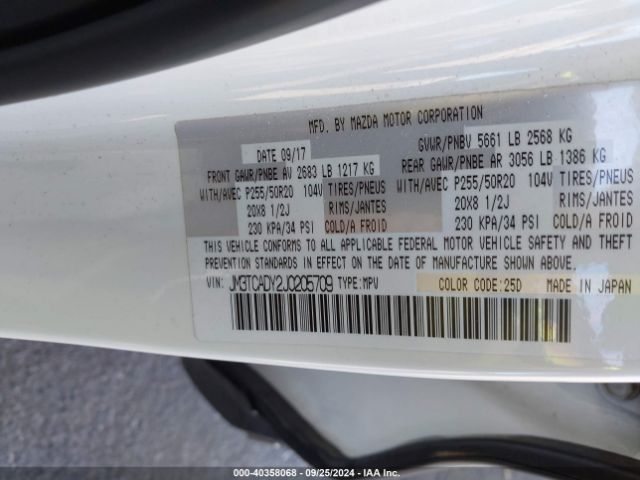 JM3TCADY2J0205709 Mazda Cx-9 Grand Touring