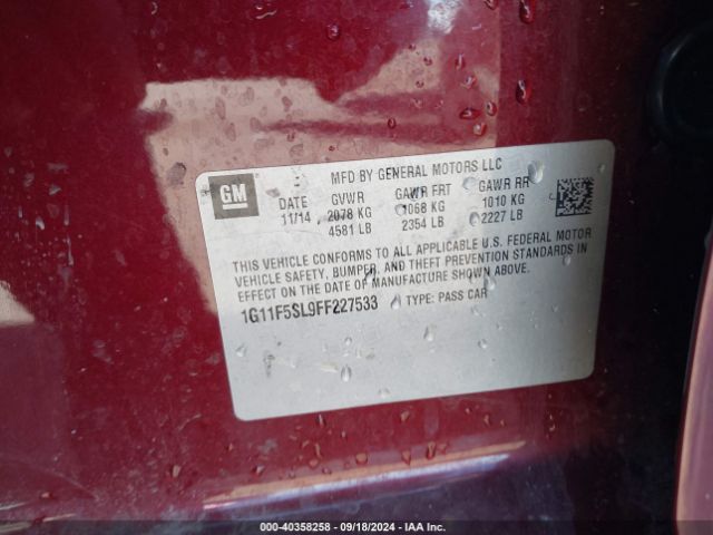 1G11F5SL9FF227533 Chevrolet Malibu 1lz