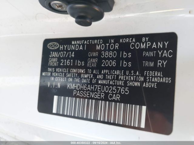KMHDH6AH7EU025765 Hyundai Elantra