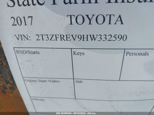 2T3ZFREV9HW332590 Toyota RAV4 LE
