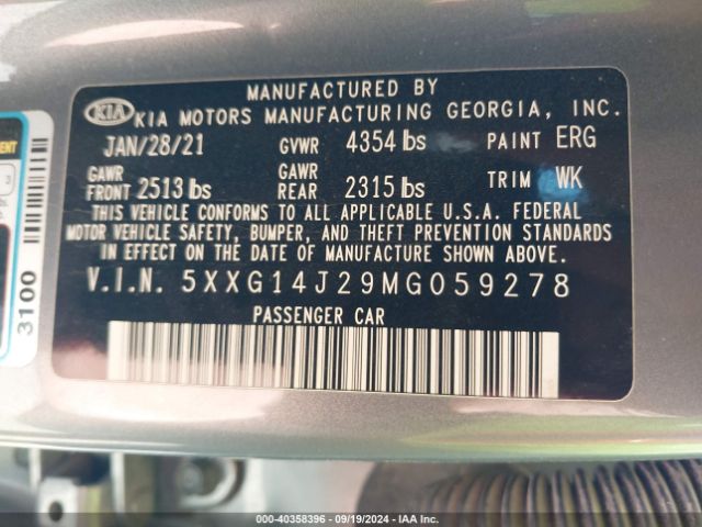 5XXG14J29MG059278 KIA K5 LXS