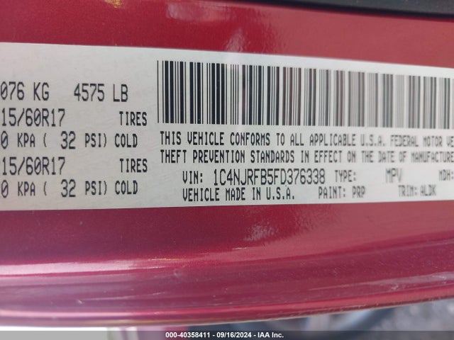 1C4NJRFB5FD376338 Jeep Patriot High Altitude Edition