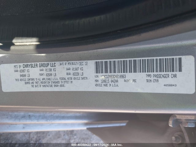Продаж на аукціоні авто 2013 Dodge Avenger Se, vin: 1C3CDZAB3DN610963, номер лоту: 40358422