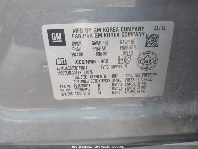 KL4CJASB0EB719074 Buick Encore