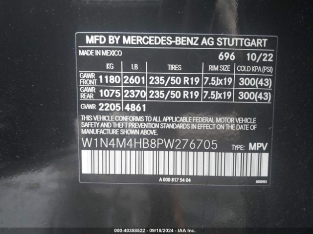 W1N4M4HB8PW276705 Mercedes-Benz Glb 250 4matic