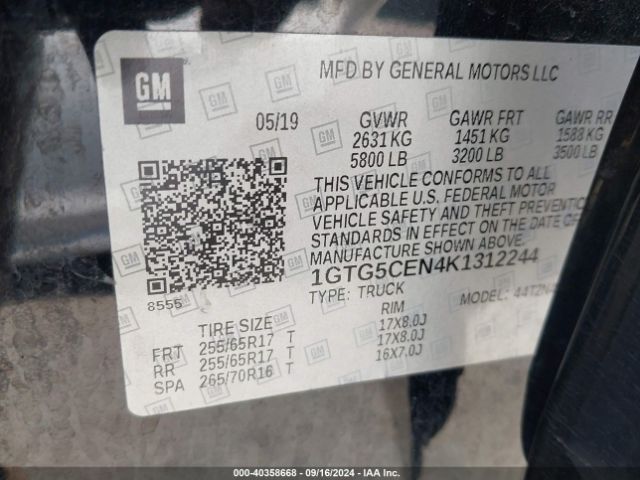 1GTG5CEN4K1312244 GMC CANYON SLE
