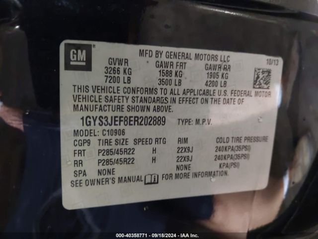 1GYS3JEF8ER202889 Cadillac Escalade Esv Premium