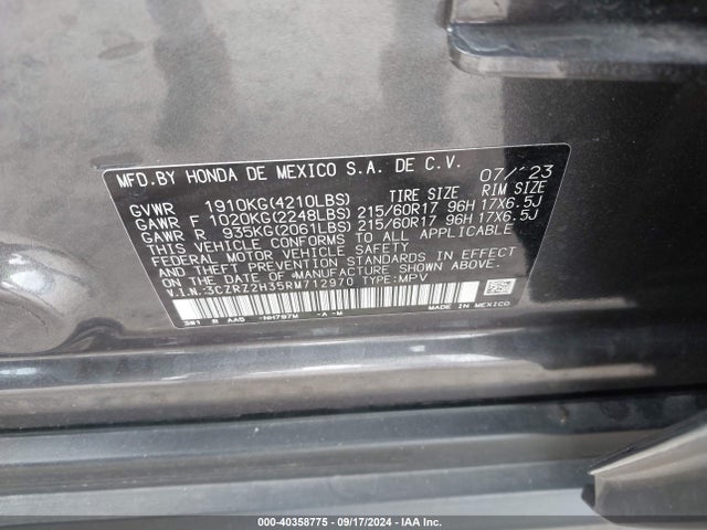 Honda Hr-v Awd Lx 2024 3CZRZ2H35RM712970 Image 9