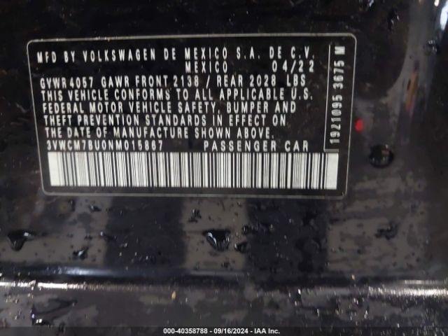 3VWCM7BU0NM015867 Volkswagen Jetta 1.5t S