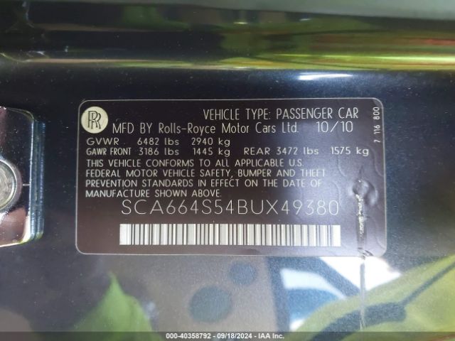 2011 ROLLS-ROYCE GHOST SCA664S54BUX49380 Photo 8