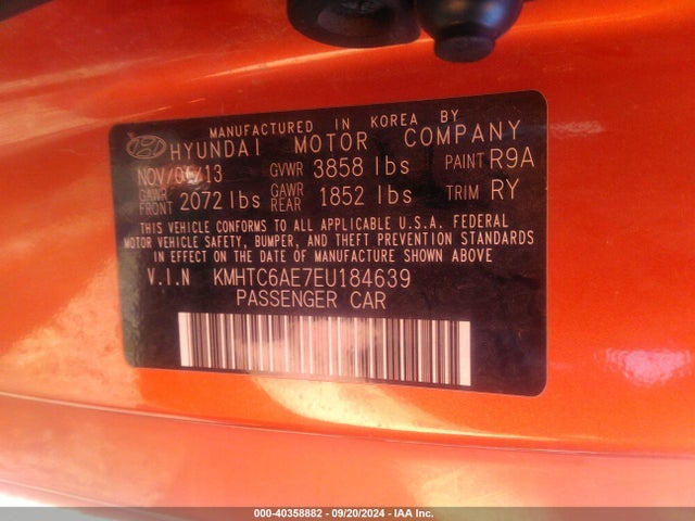 Hyundai Veloster Turbo W/black 2014 KMHTC6AE7EU184639 Image 9
