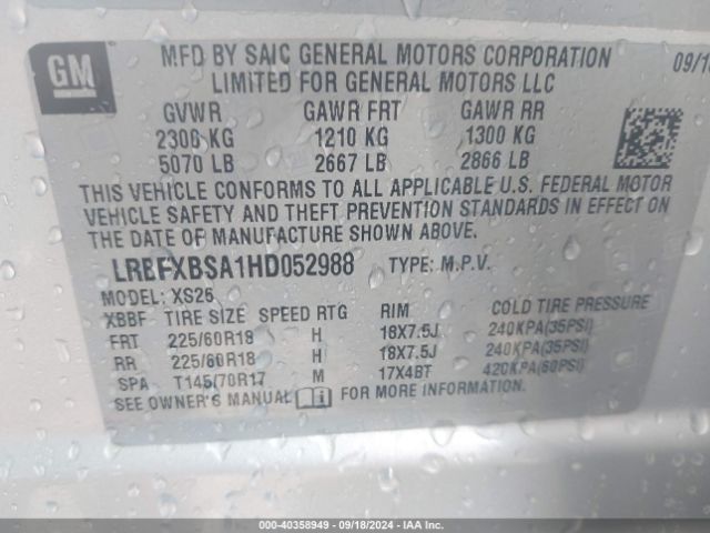LRBFXBSA1HD052988 Buick Envision Essence