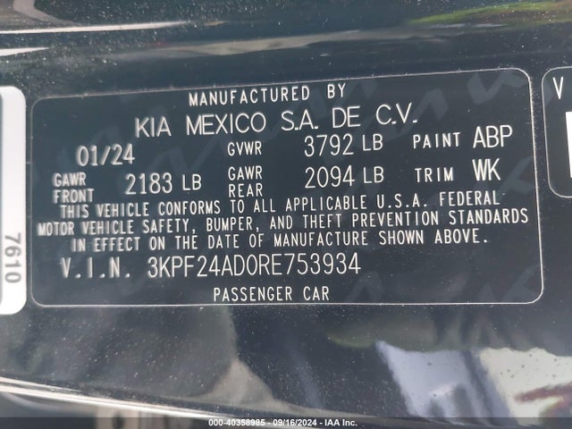 KIA Forte Lxs 2024 3KPF24AD0RE753934 Image 9