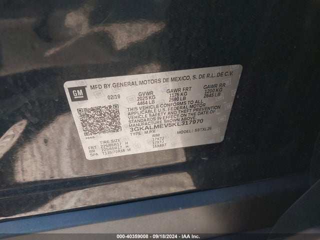 3GKALMEV5KL317970 GMC Terrain Sle