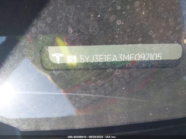 2021 TESLA MODEL 3 5YJ3E1EA3MF092105 Photo 8