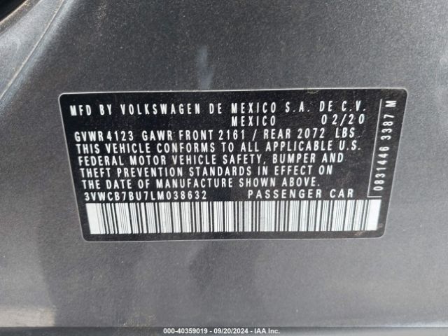 3VWCB7BU7LM038632 Volkswagen Jetta 1.4t R-line/1.4t S/1.4t Se