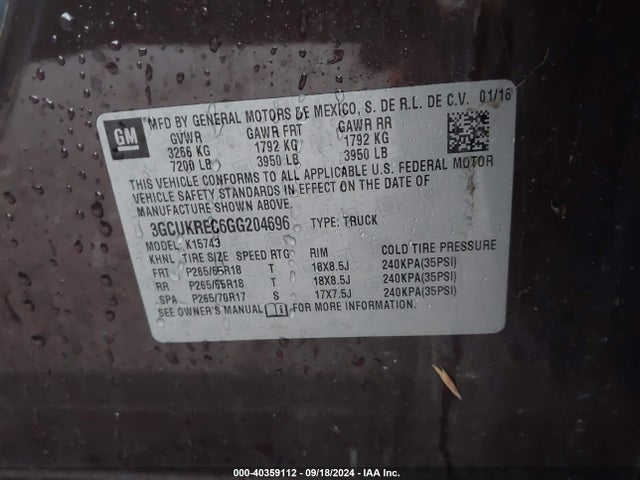 Chevrolet Silverado 1500 2lt 2016 3GCUKREC6GG204696 Image 9
