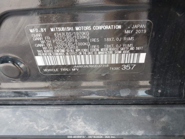 2019 MITSUBISHI OUTLANDER SPORT JA4AR3AUXKU032358 Photo 8