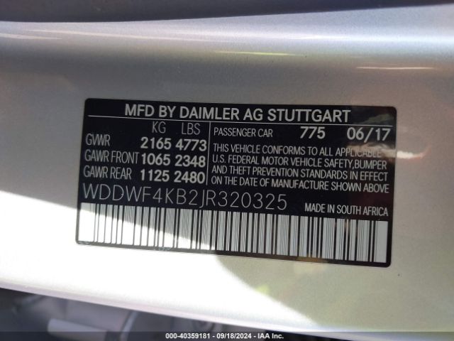 WDDWF4KB2JR320325 Mercedes-Benz C 300 4matic
