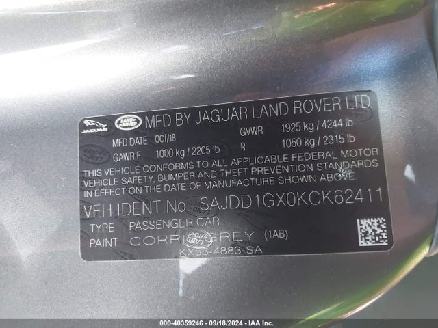 SAJDD1GX0KCK62411 Jaguar F-type P300