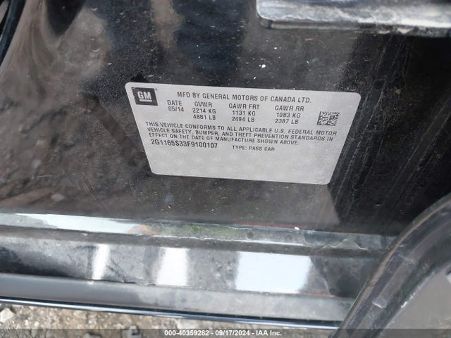 Chevrolet IMPALA 2LZ 2015 2G1165S33F9100107 Image 9