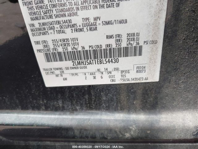2LMHJ5AT1EBL54430 Lincoln Mkt Ecoboost