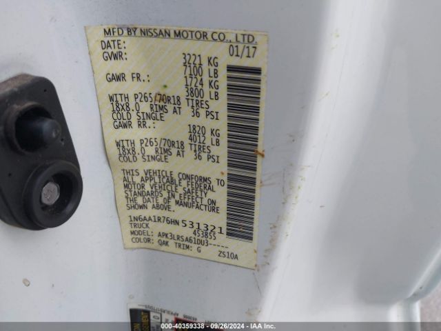 1N6AA1R76HN531321 Nissan TITAN S
