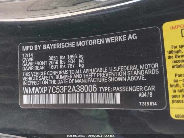 2015 MINI HARDTOP WMWXP7C53F2A38006 Photo 8