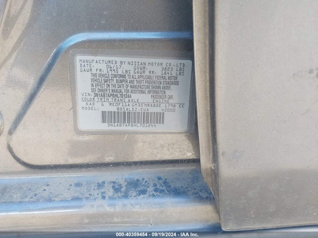Nissan SENTRA SV 2017 3N1AB7AP8HL701244 Image 9