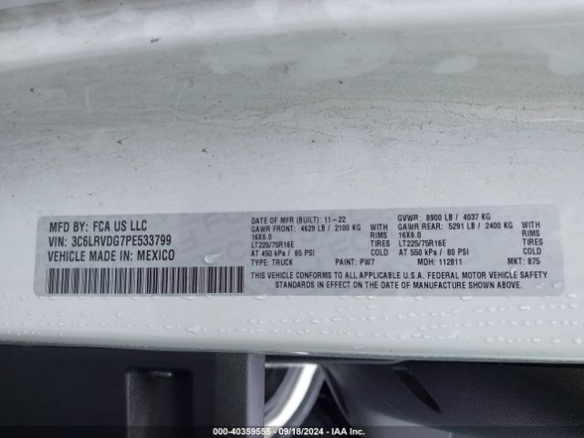 3C6LRVDG7PE533799 RAM Promaster 2500 High Roof 159 Wb